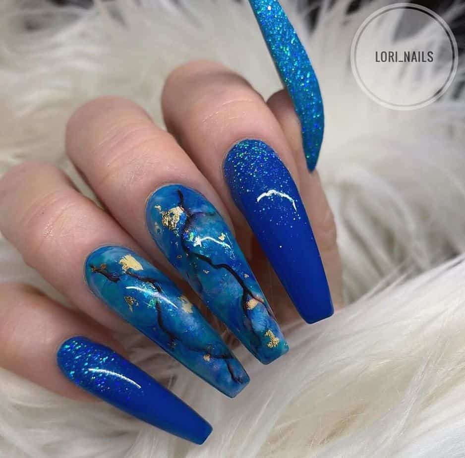 blue pretty nail designs acrylic.