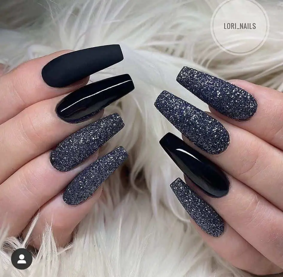Black pretty nail designs simple