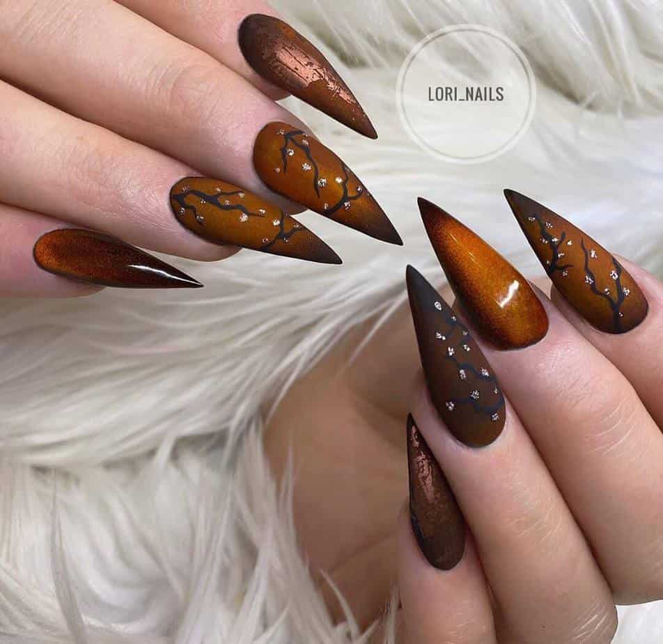Brown pretty nail designs