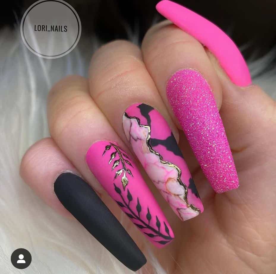 pink nails designs coffin,