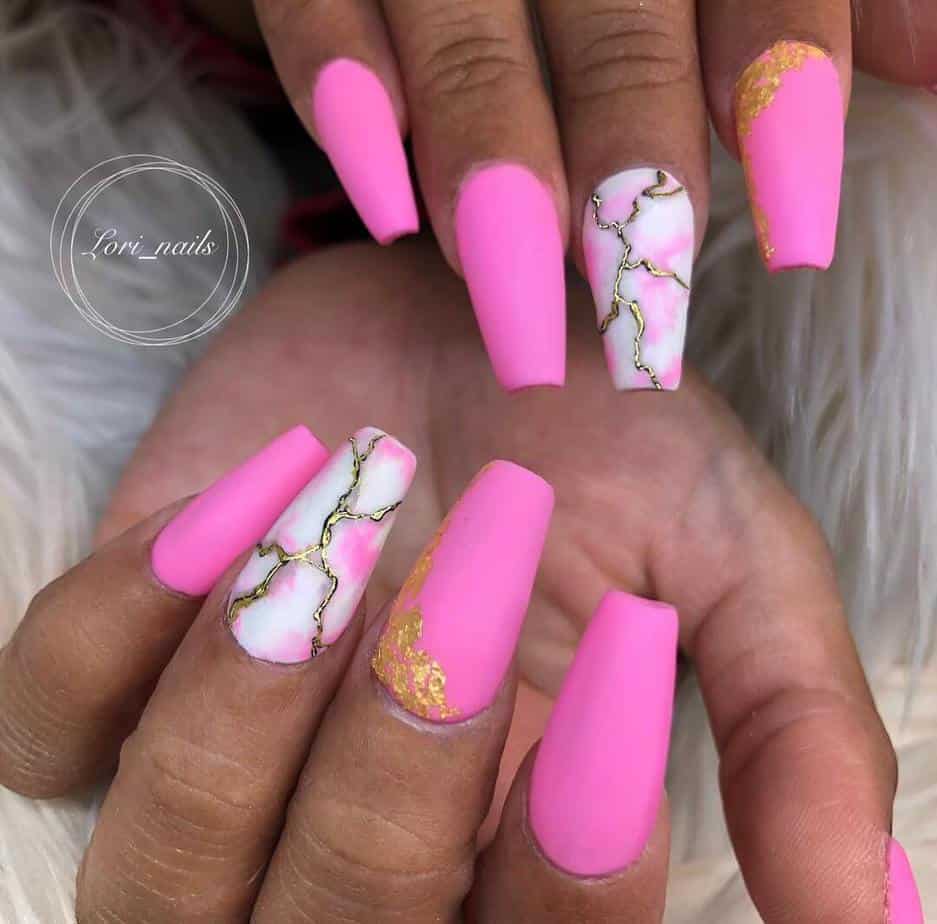 hot pink nail designs.
