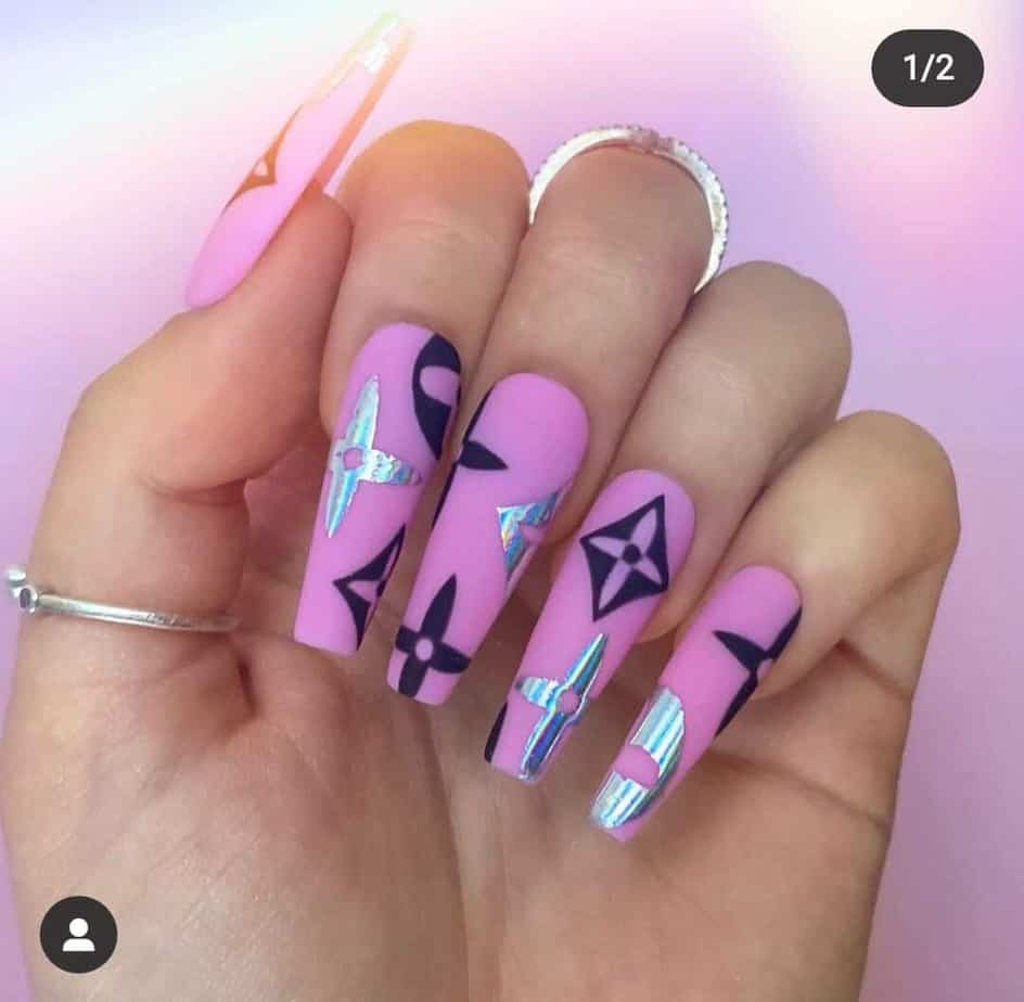 pink louis vuitton nail designs