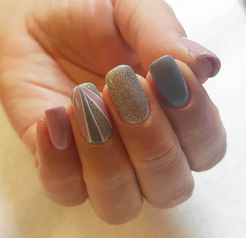 pink and grey nail designs