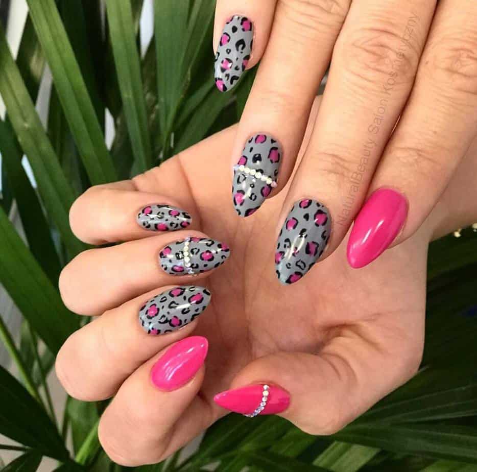 pink and grey nail designs