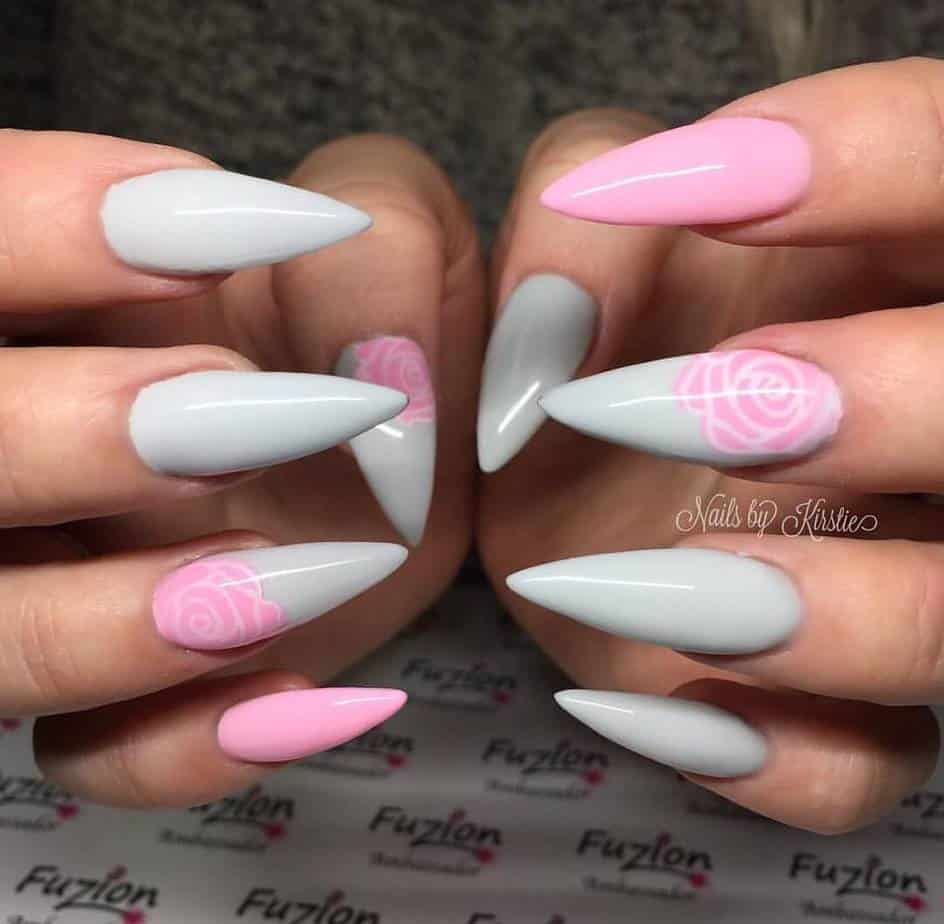pink and grey nails designs