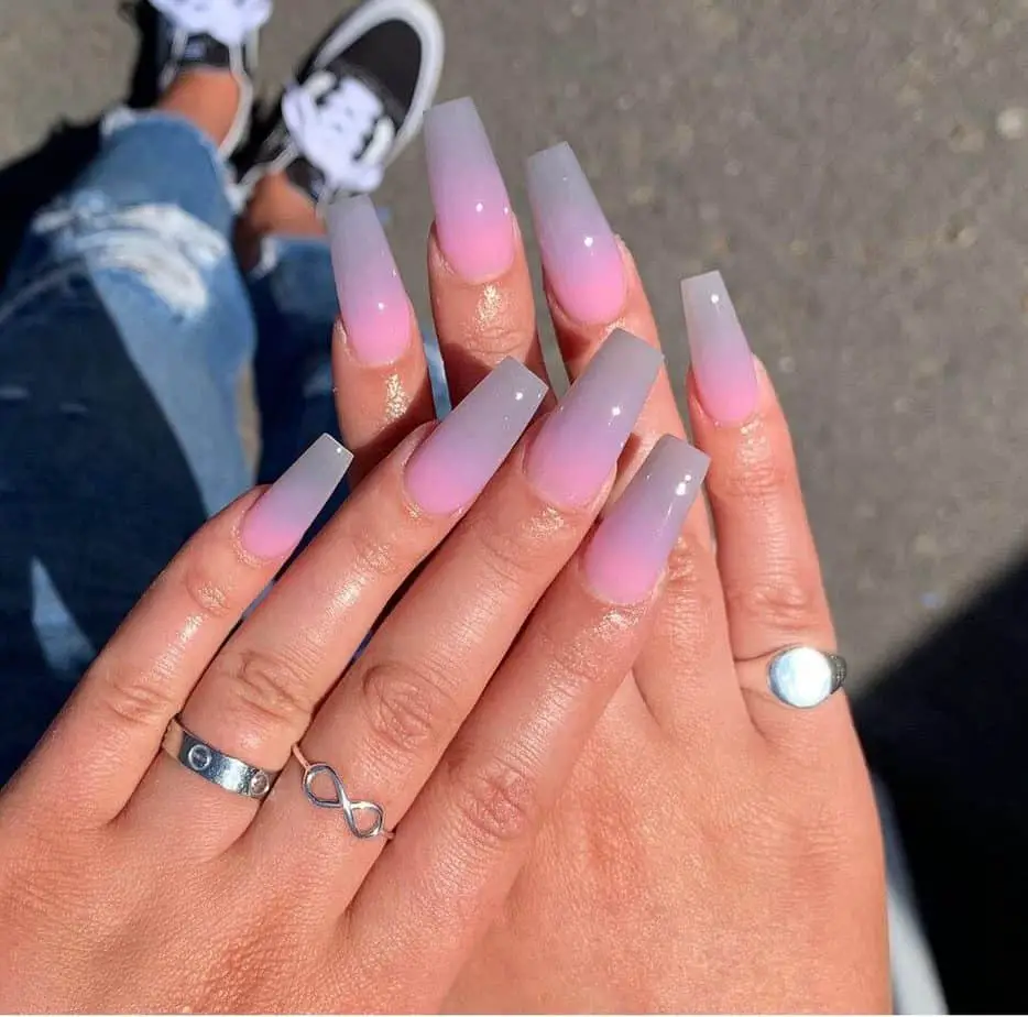 pink and grey nails ombre