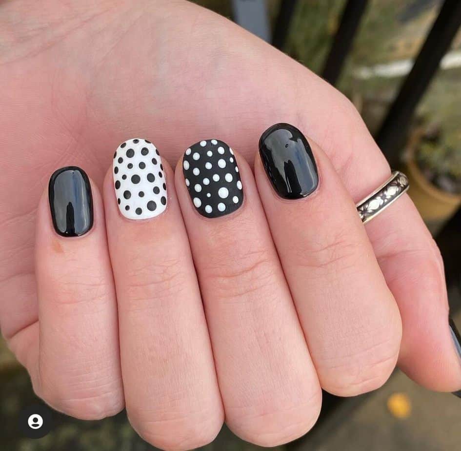 black and white nails easy