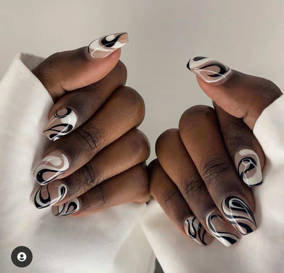 black and white nails