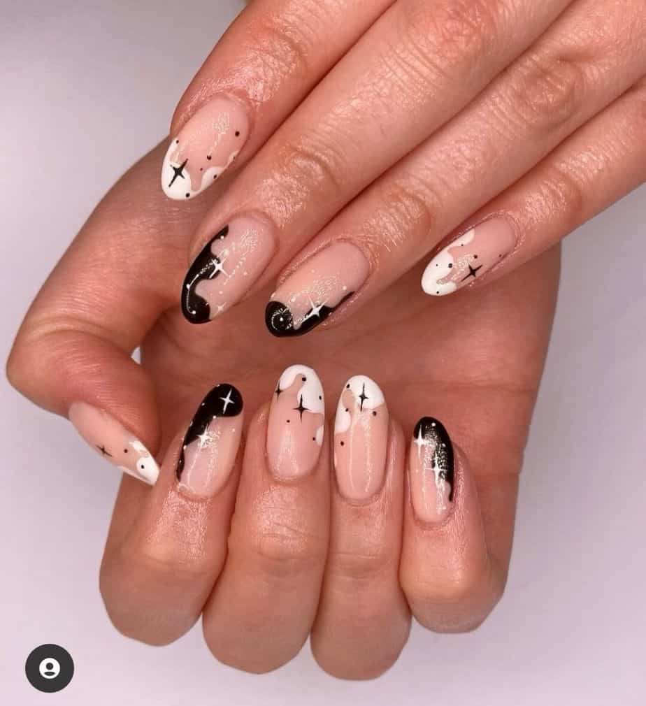 black and white nails