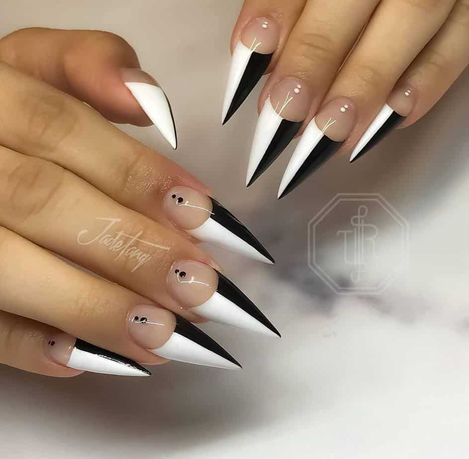 black and white nails