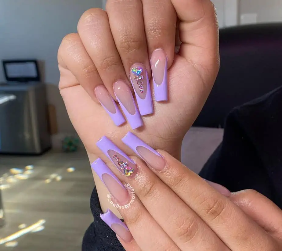 purple nails ideas french tip