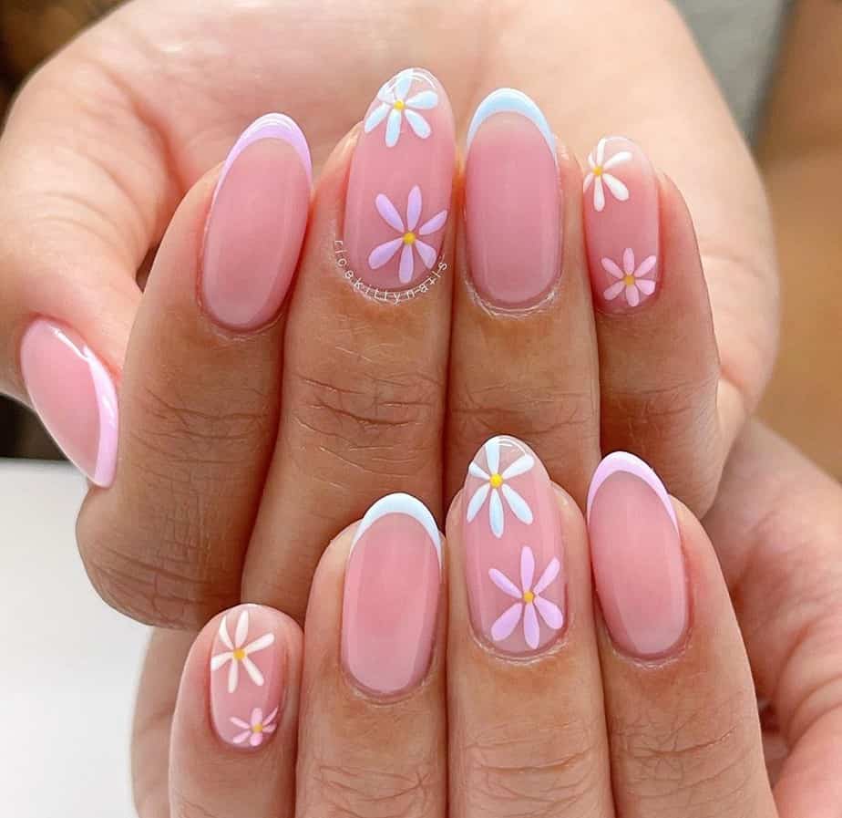 pink flower nails