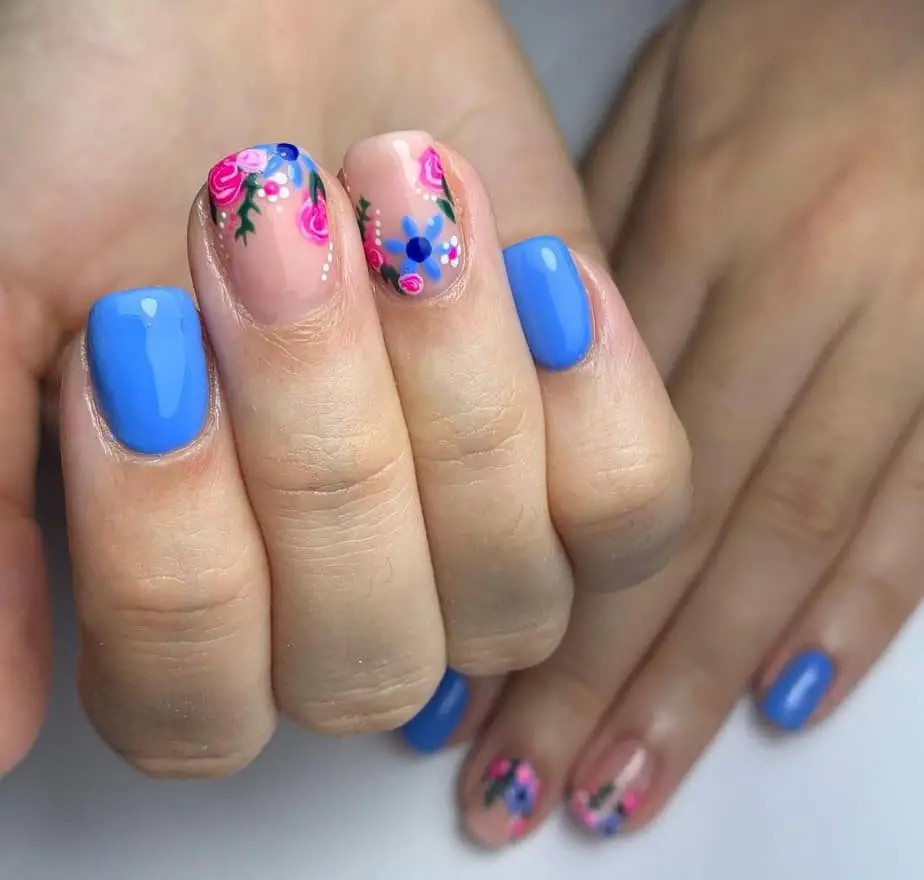 cute flower nails short
