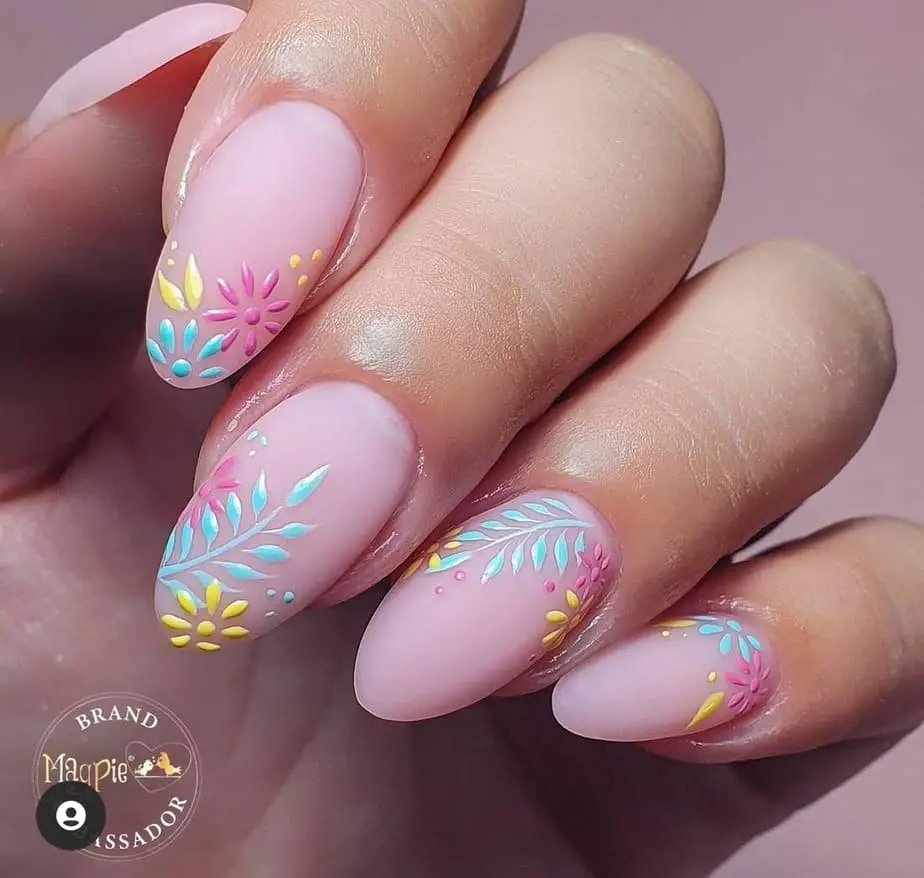 summer flower nails acrylic