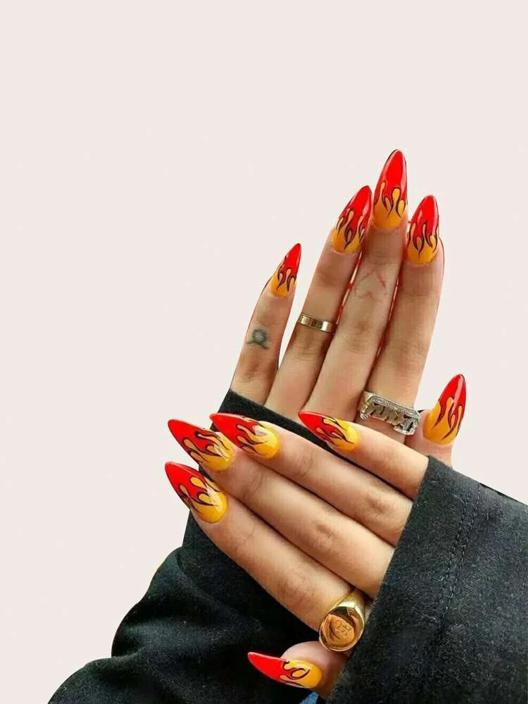 flame nail art