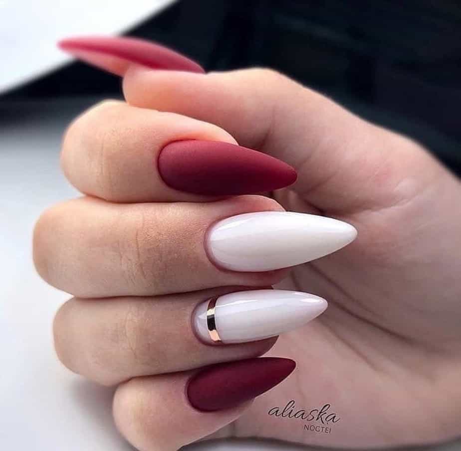 maroon nails design