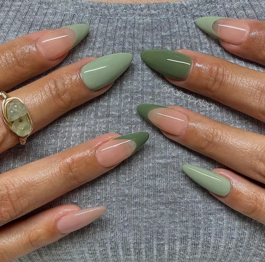olive green nails designs