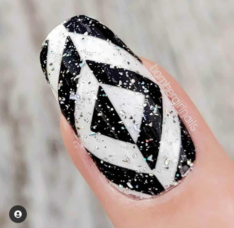 black and white nails cute