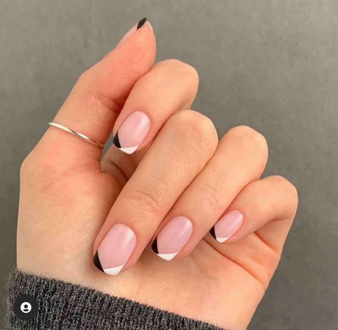 black and white nails tips