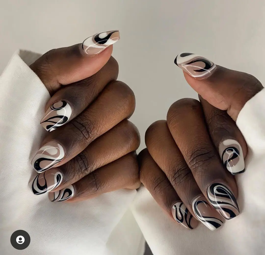 black and white nails