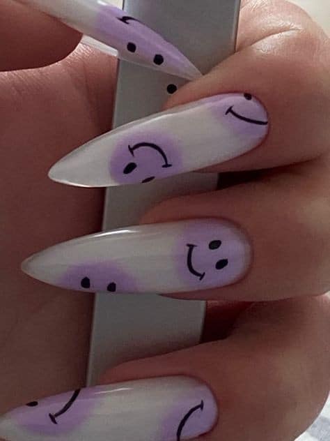 smiley face nails purple