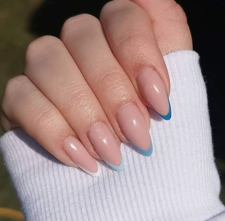 blue french tip nails designs