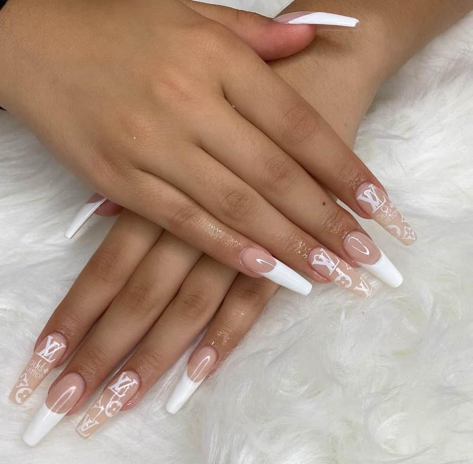 white french tip nails designs long