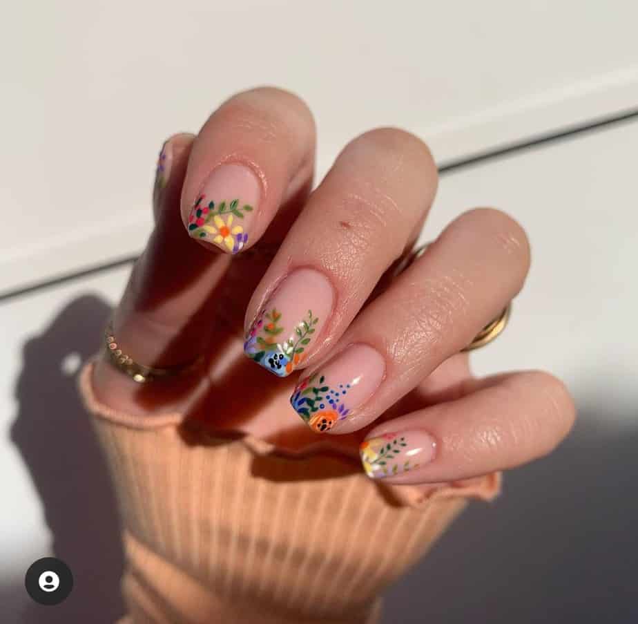 colorful flower nails spring