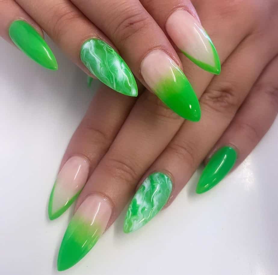 neon green nails design