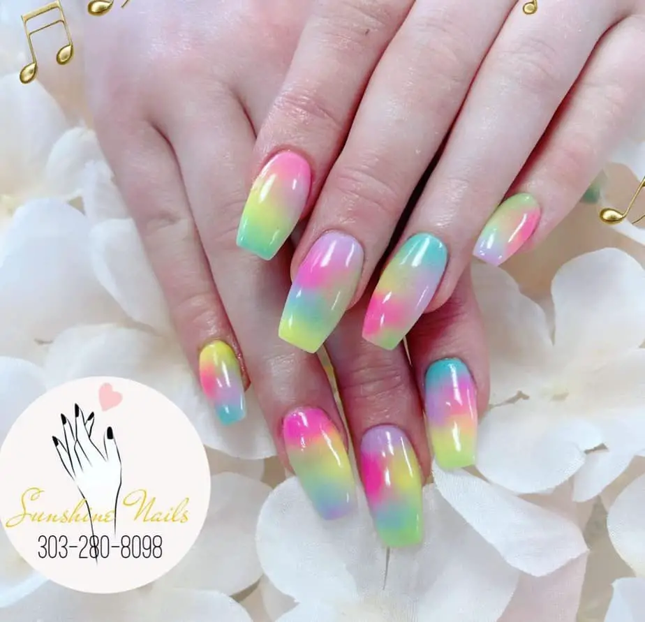 multicolored nails acrylic