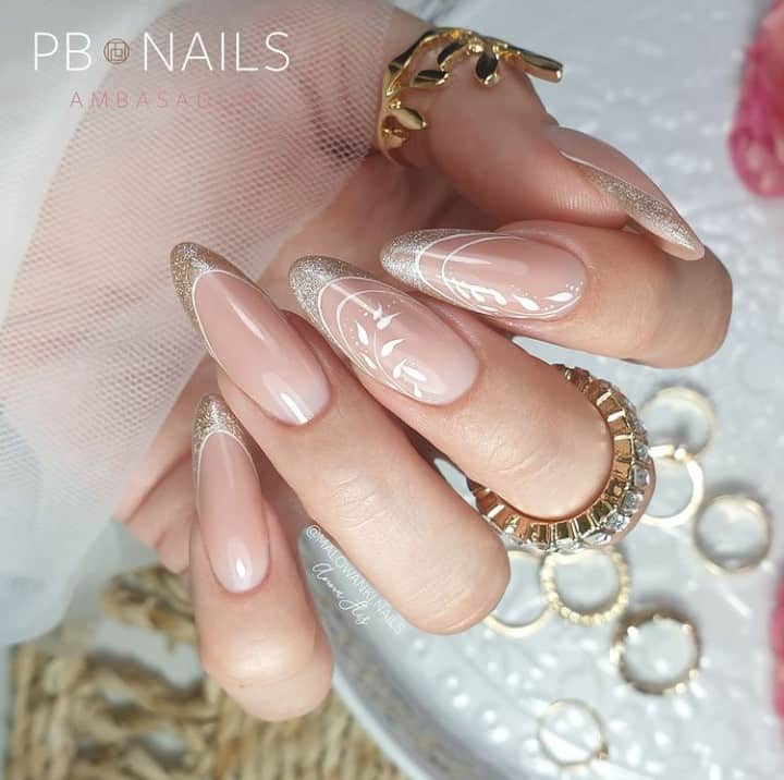 french tip nails with design