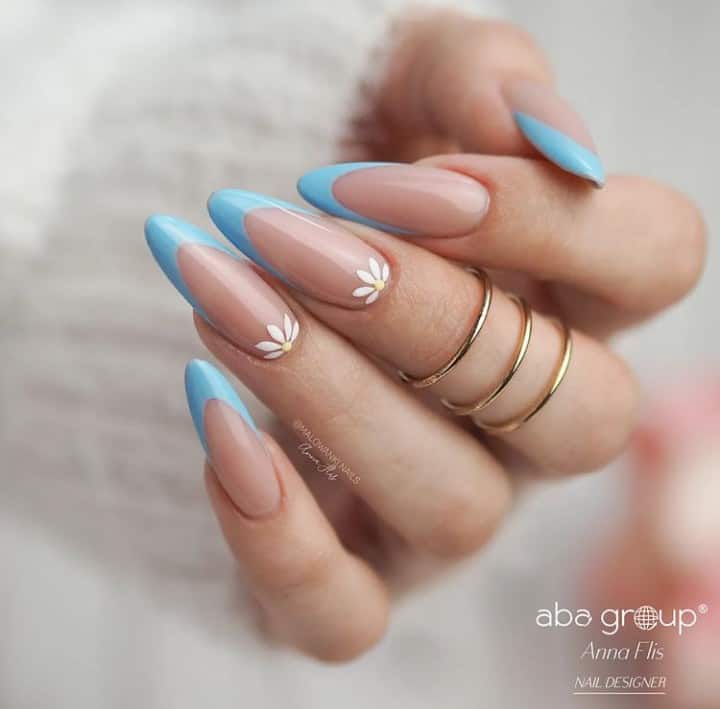 french tip nails with design