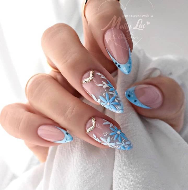 baby blue nails designs