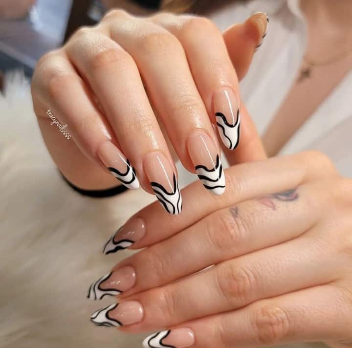 black and white nails designs