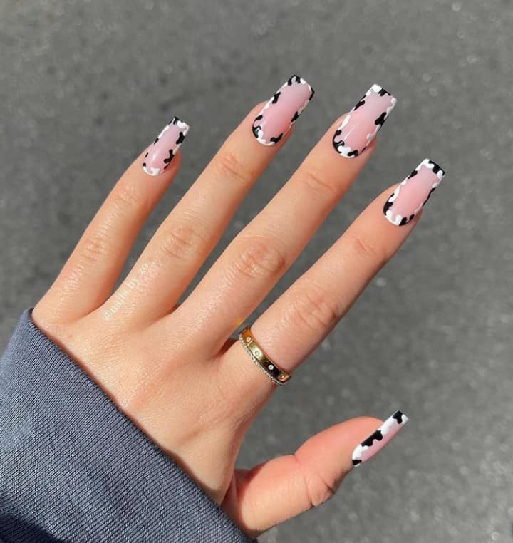 black and white nails designs