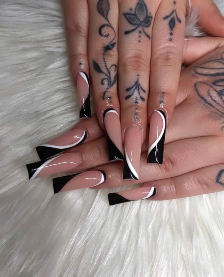 black and white nails designs