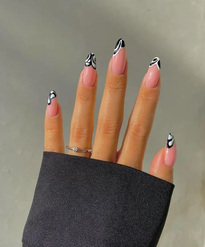 black and white nails designs