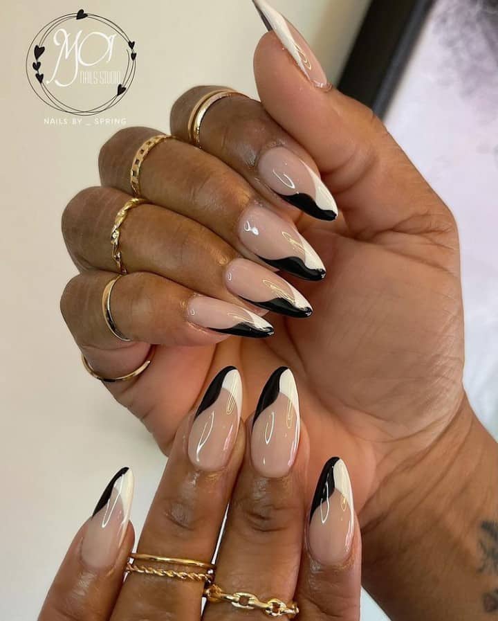 black and white nails designs