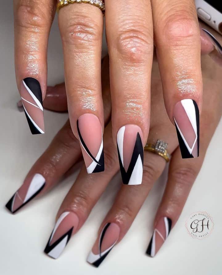 black and white nails designs