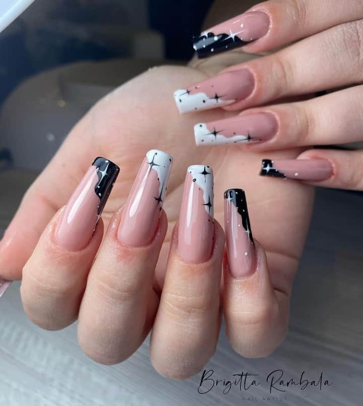 black and white nails designs