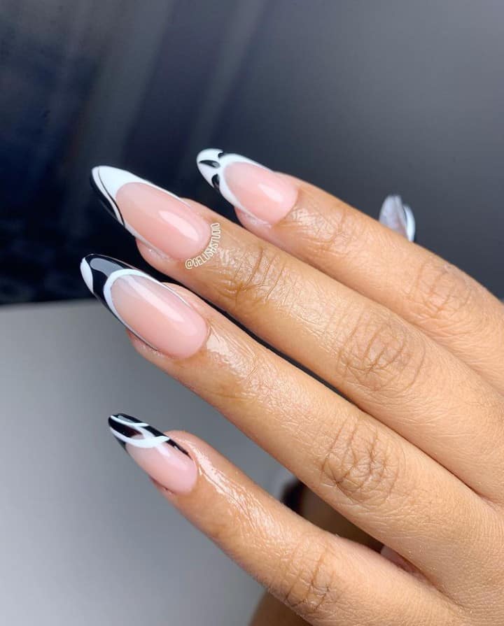 black and white nails designs