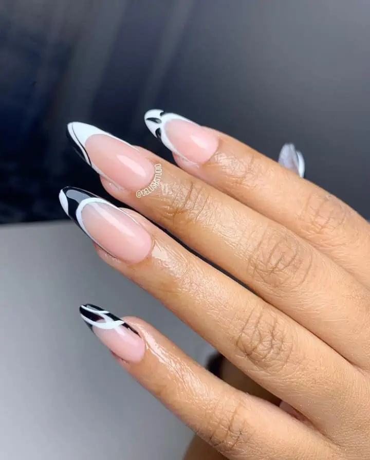 black and white nails designs