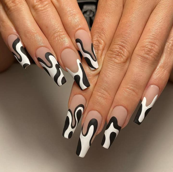 black and white nails designs