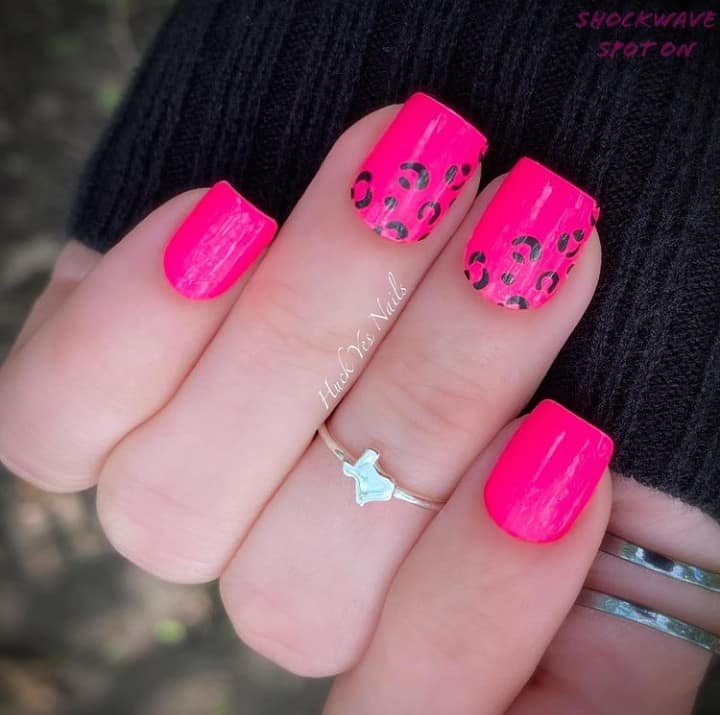 neon pink nails design