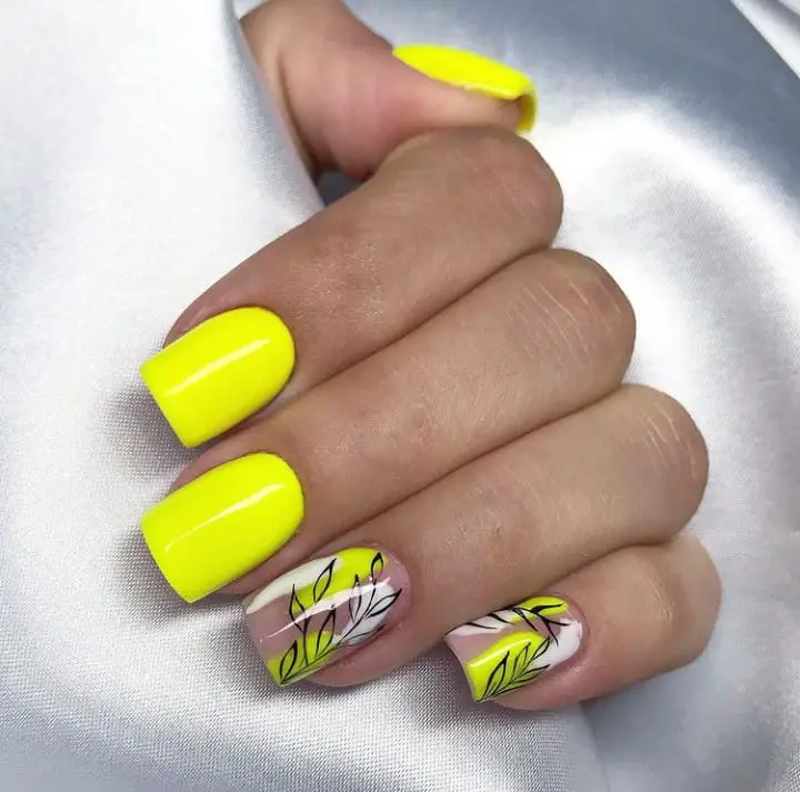neon yellow nails designs