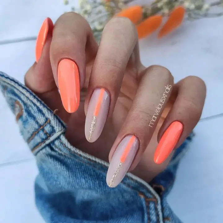 orange nails acrylic