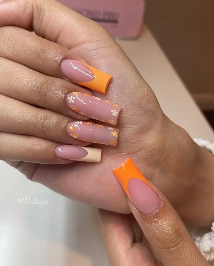 orange nails design