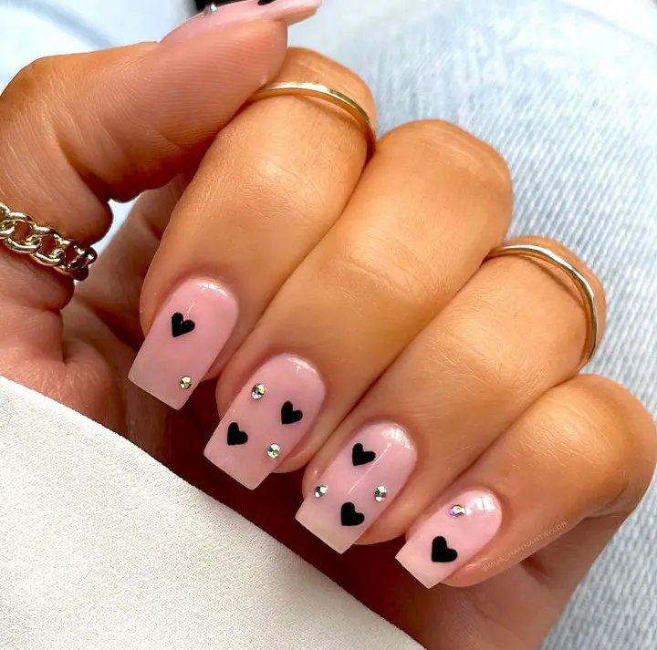 simple heart nails